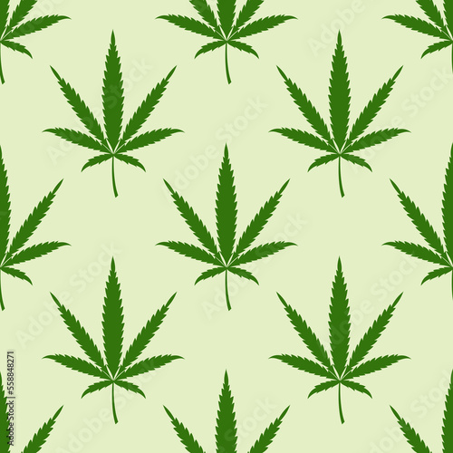 Cannabis seamless pattern. Marijuana leaves hemp background. Vector