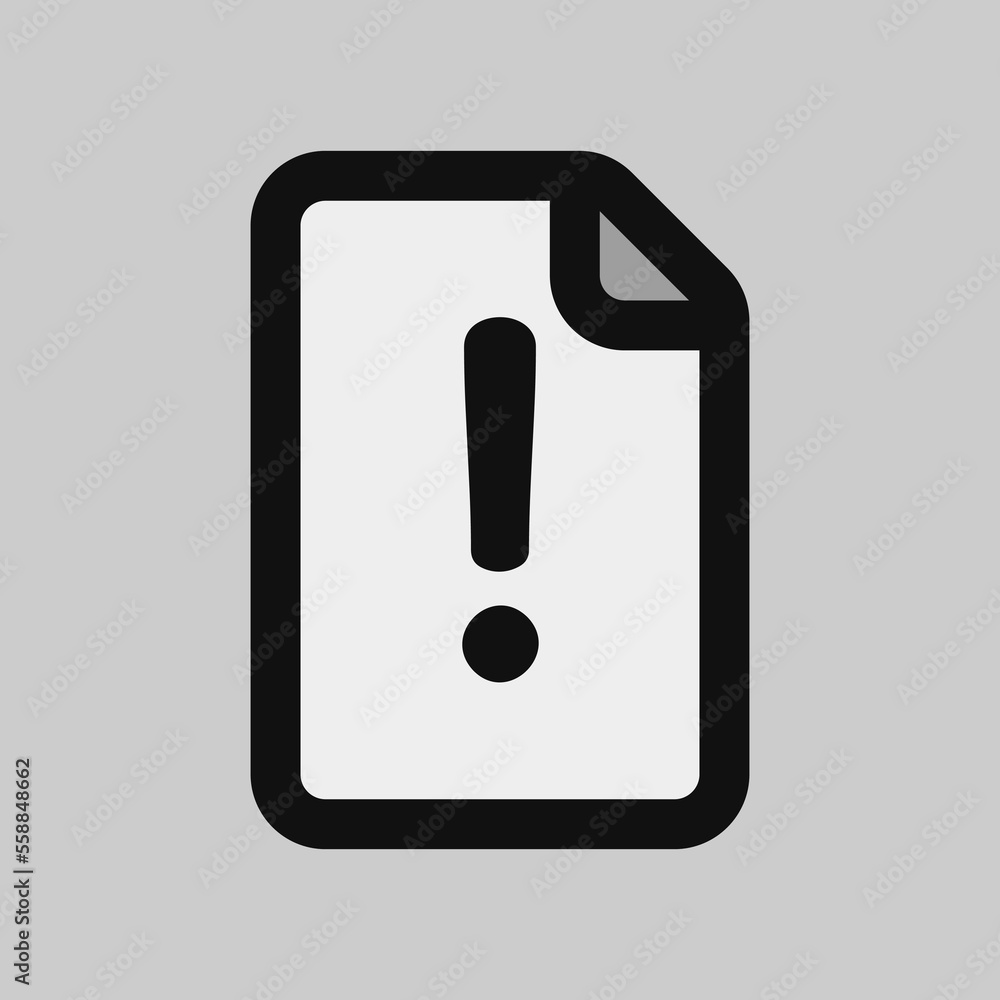 Warning file icon in filled line style, use for website mobile app presentation Warning file icon in filled line style, use for website mobile app presentation