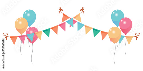 balloons & flag for celebration birthday
