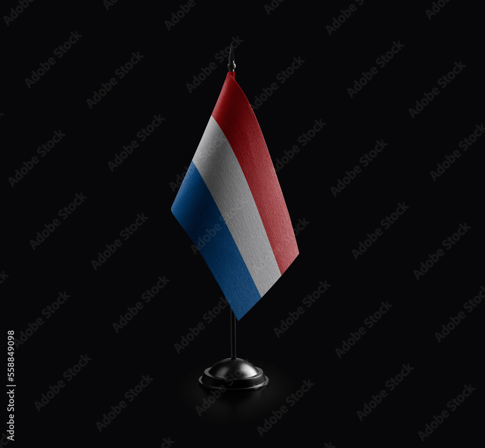 Small national flag of the Netherlands on a black background Small national flag of the Netherlands on a black background