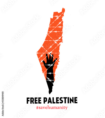 illustration vector of free palestine hand sign perfect for print,poster,etc.