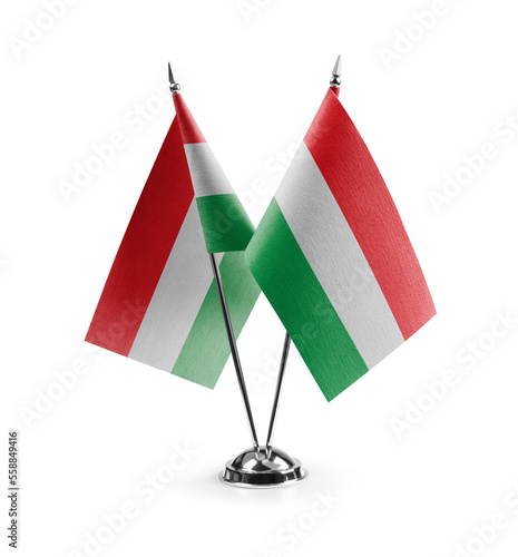 Small national flags of the Hungary on a white background © butenkow