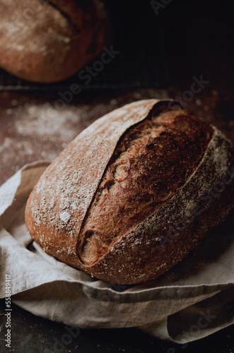 Rustic sourdough wholewheat bread