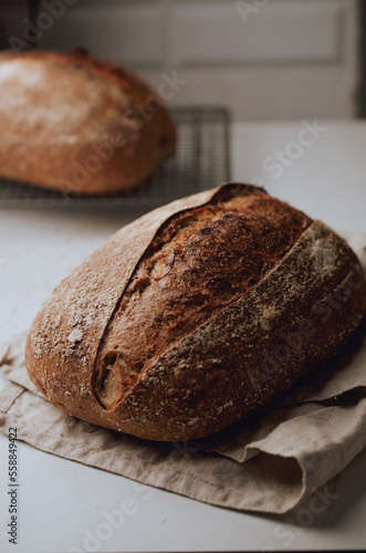 Rustic sourdough wholewheat bread