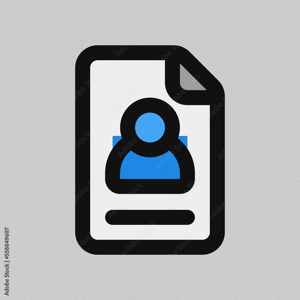 Profile file icon in filled line style, use for website mobile app presentation Profile file icon in filled line style, use for website mobile app presentation