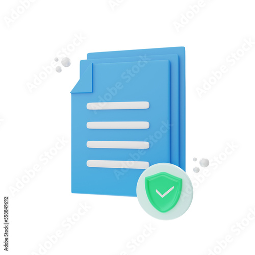 3d rendering insurance document icon object