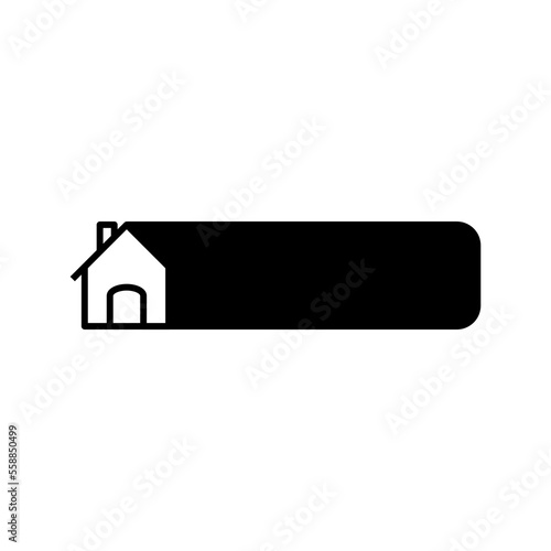 Button for your text and home symbol isolated on white background