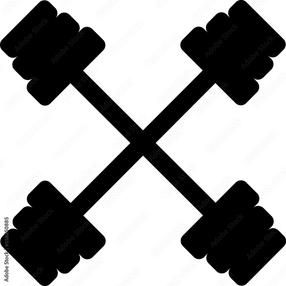 Two dumbbells for training gym logo