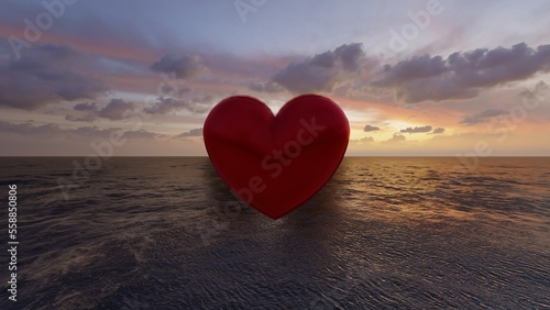 red heart shape with nature background