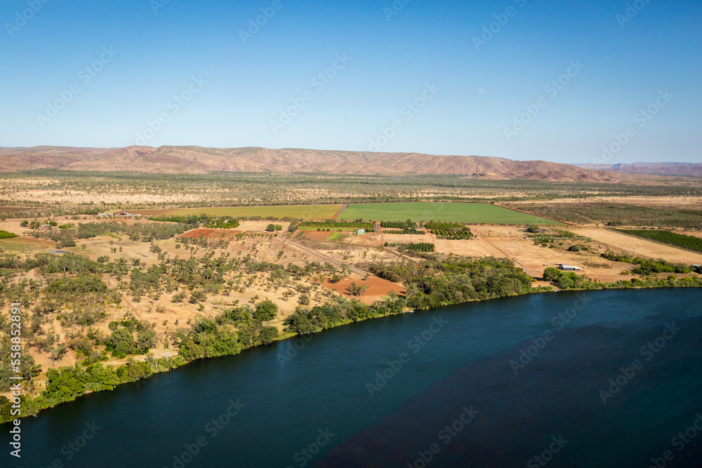 Farms on edge of Ord River Kununurra