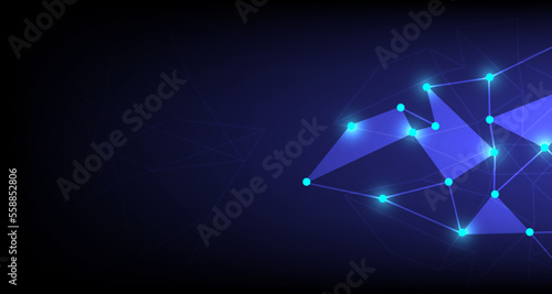 Abstract futuristic - Internet connection, abstract sense of molecules technology with polygonal shapes on dark blue background. EP.1