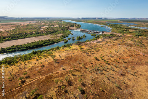 Aerial view Ord River and Diversion Dam Kununurra photo