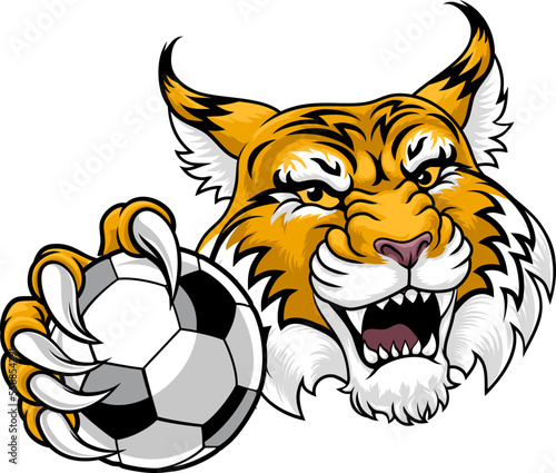 A wildcat or bobcat soccer football ball animal sports team mascot