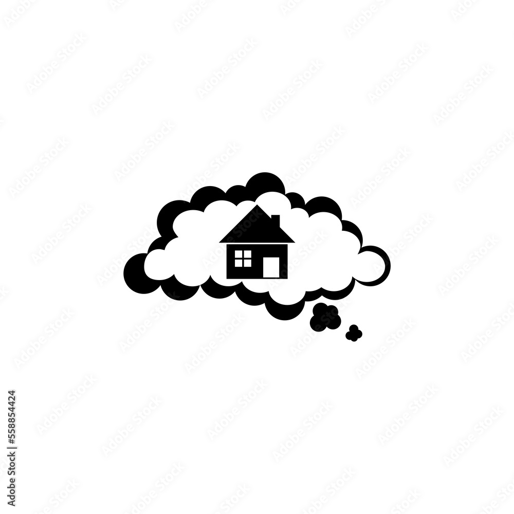 Dreaming about buying a new house icon isolated on white background Dreaming about buying a new house icon isolated on white background