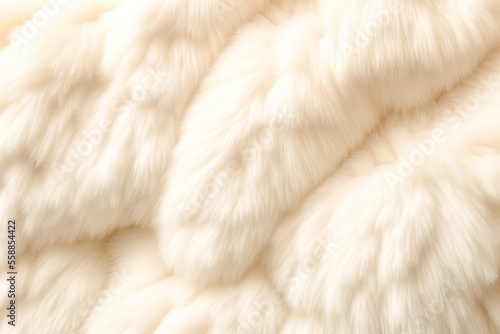 Close up of a creamy white fur texture background, macro 