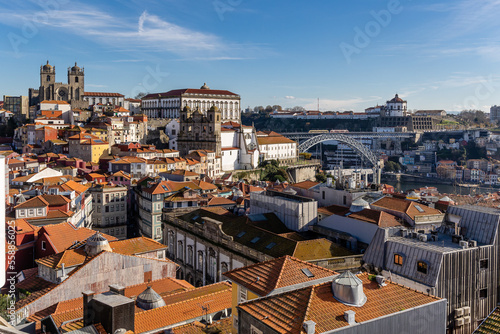 Porto, Portugal - December 07, 2022: details of the unique buildings of the historic center of the city of Porto, Portugal © josevgluis
