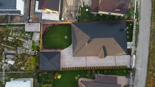 Modern roof made of metal. Corrugated metal roof and metal roofing.