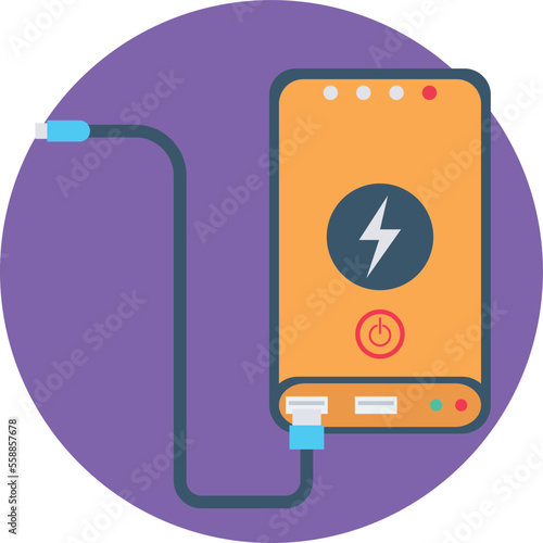 Battery Power Bank Vector Icon
