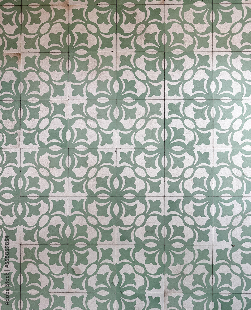 Seamless Green patterned floor tile - high res image