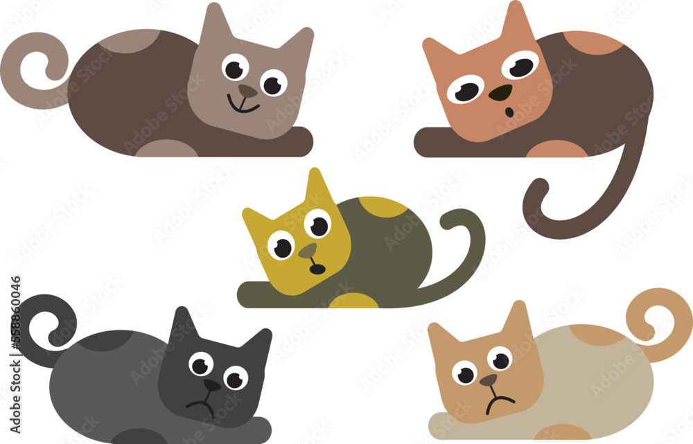 A set of different cats. Vector file for designs. A set of different cats. Vector file for designs.