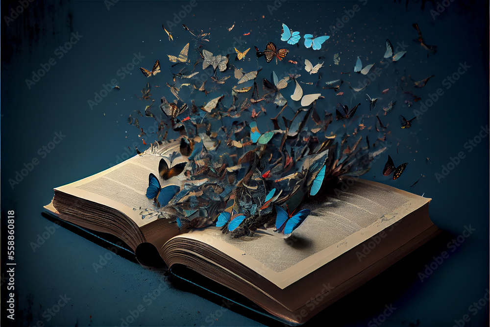 An open book with butterflies coming out of it ideal for fantasy and ...