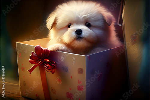 Cute small dog inside a pre...