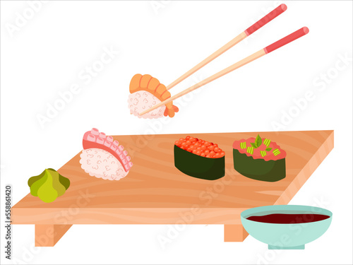 sushi and chopsticks