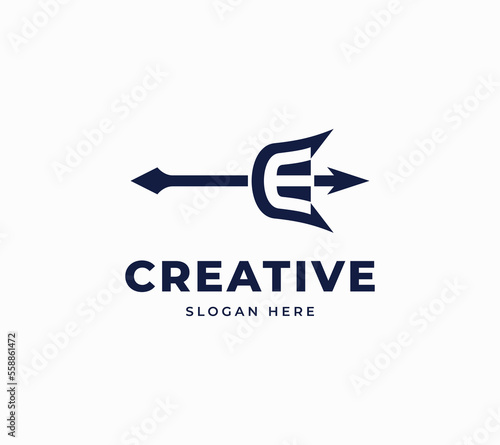 Letter C E trident simple geometric vector logo design
