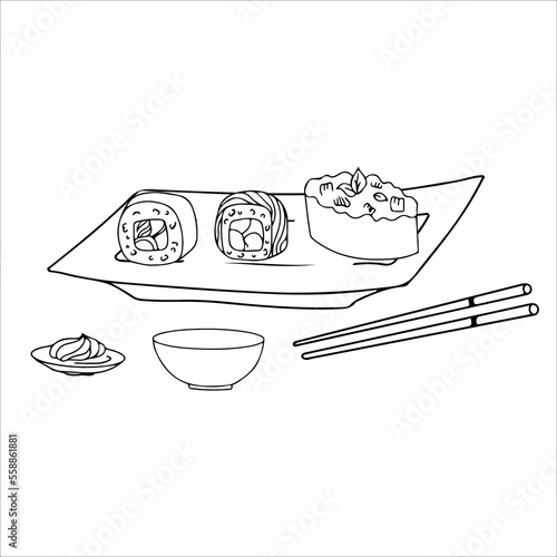 sushi set with chopsticks