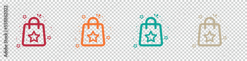 Shopping Bag Icon Set - Colorful Vector Illustration Isolated On Transparent Background