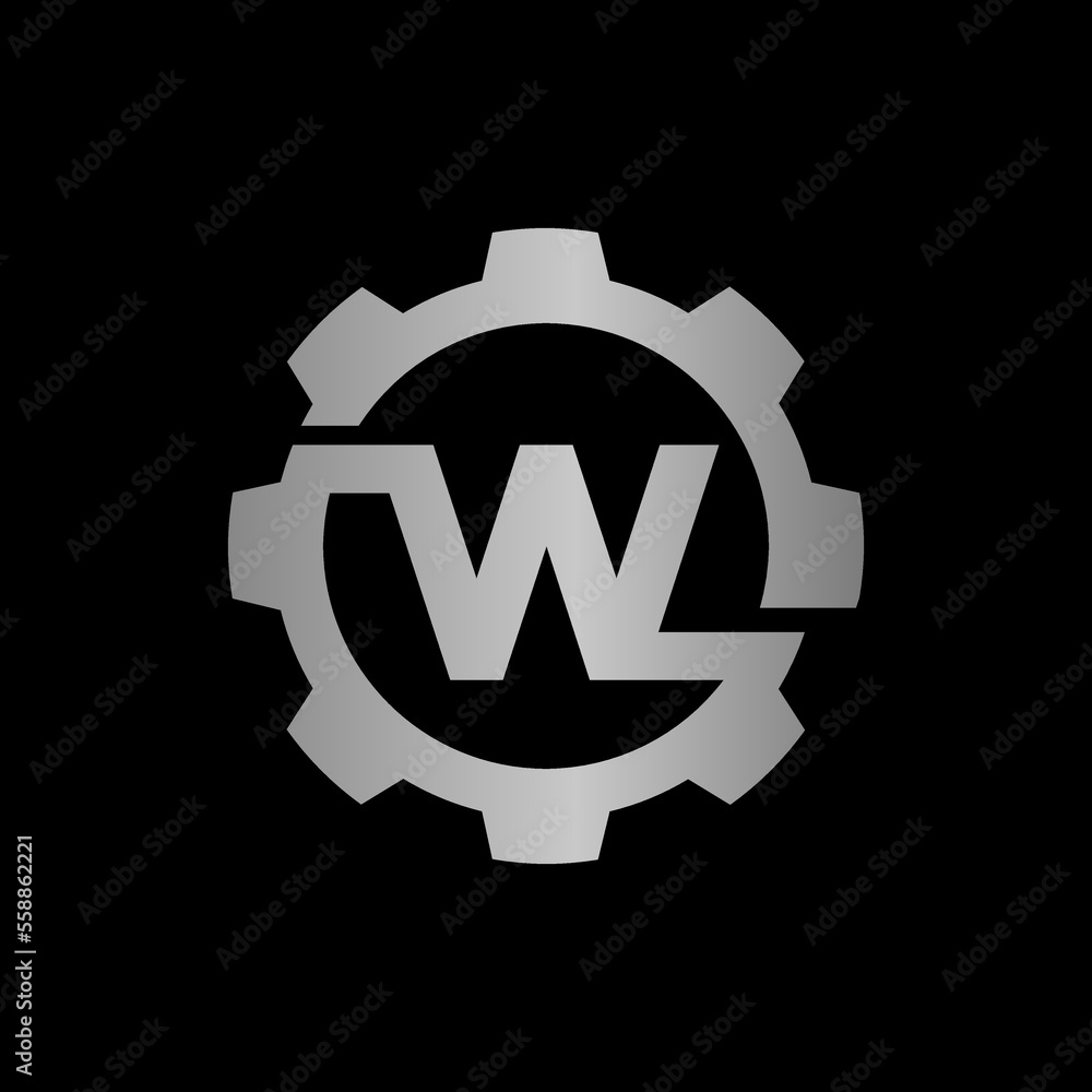 Letter W gear vector template logo. This Design is suitable for technology, industrial or automotive. Gradient. Gray. Letter W gear vector template logo. This Design is suitable for technology, industrial or automotive. Gradient. Gray.
