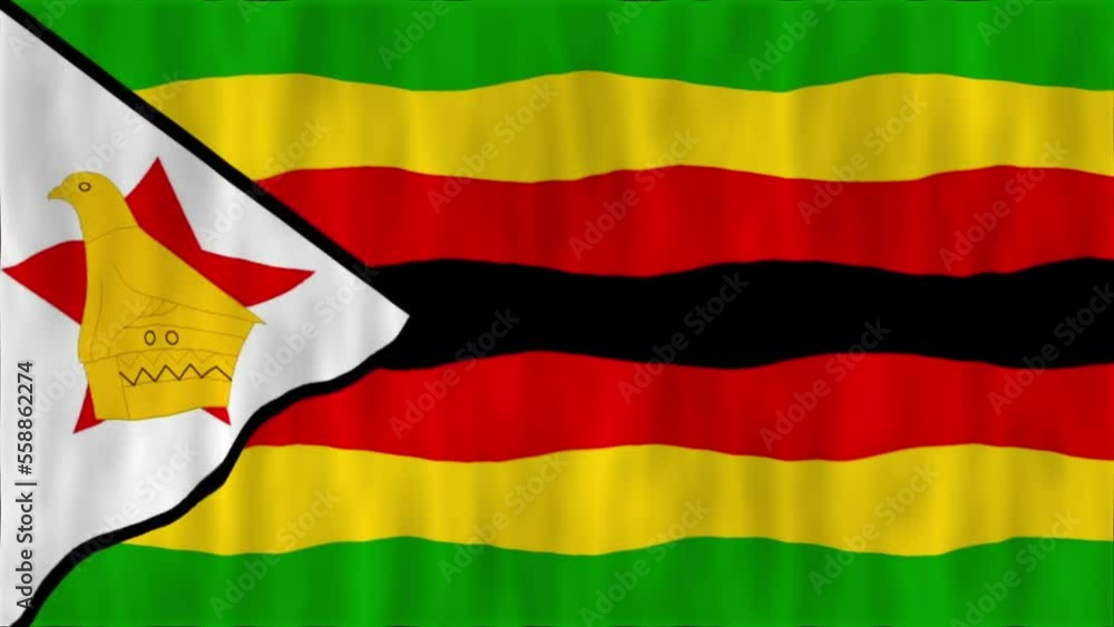 Flag of Zimbabwe. The texture of the fabric. High quality looped video footage. 4K HD Flag of Zimbabwe. The texture of the fabric. High quality looped video footage. 4K HD