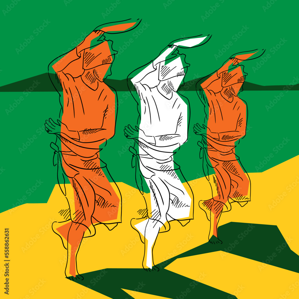 Happy pongal celebration folk dance concept and oyilattam tamil culture