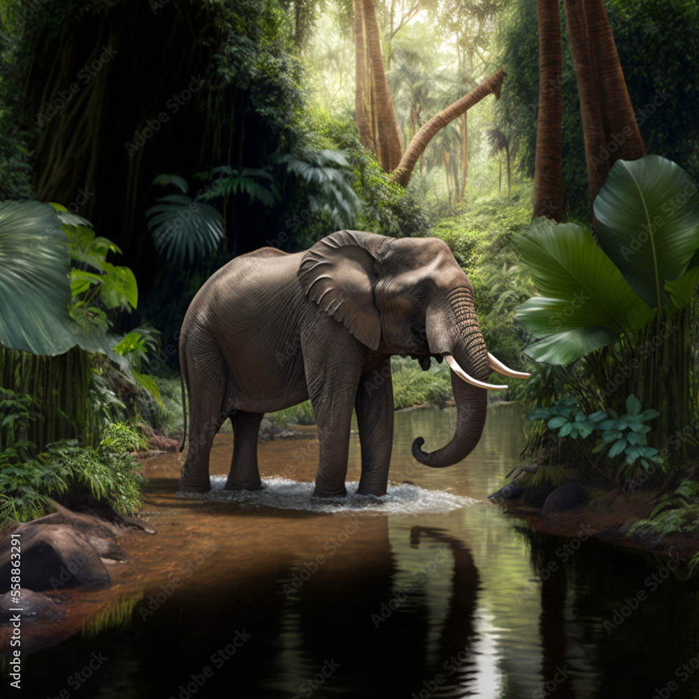 Fototapeta premium elephant in the river