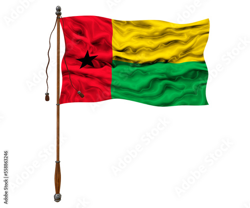National flag of Guinea-Bissau. Background with flag of Guinea-Bissau.