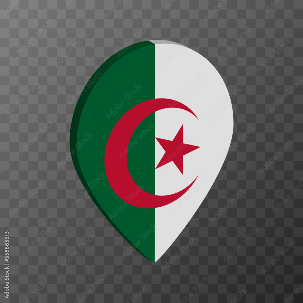 Map pointer with Algeria flag. Vector illustration. Map pointer with Algeria flag. Vector illustration.