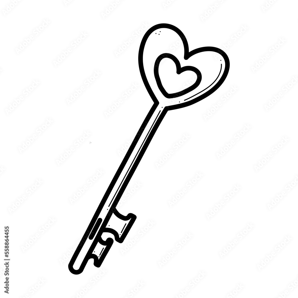 Heart shaped key and lock symbols of love for anniversary, wedding. Vector illustration for Valentines Day. Heart shaped key and lock symbols of love for anniversary, wedding. Vector illustration for Valentines Day.
