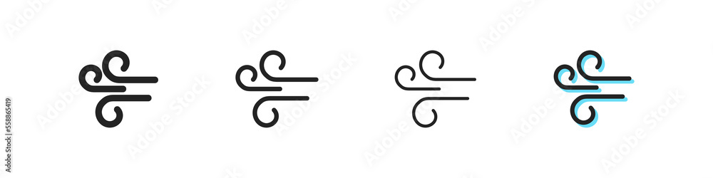 Weather set icon. Cloud, sun, rain, hail, thunderstorm, snow, frost, wind, hurricane, moon, rainbow, winter. Sky concept. Six vector line icon in different styles Weather set icon. Cloud, sun, rain, hail, thunderstorm, snow, frost, wind, hurricane, moon, rainbow, winter. Sky concept. Six vector line icon in different styles