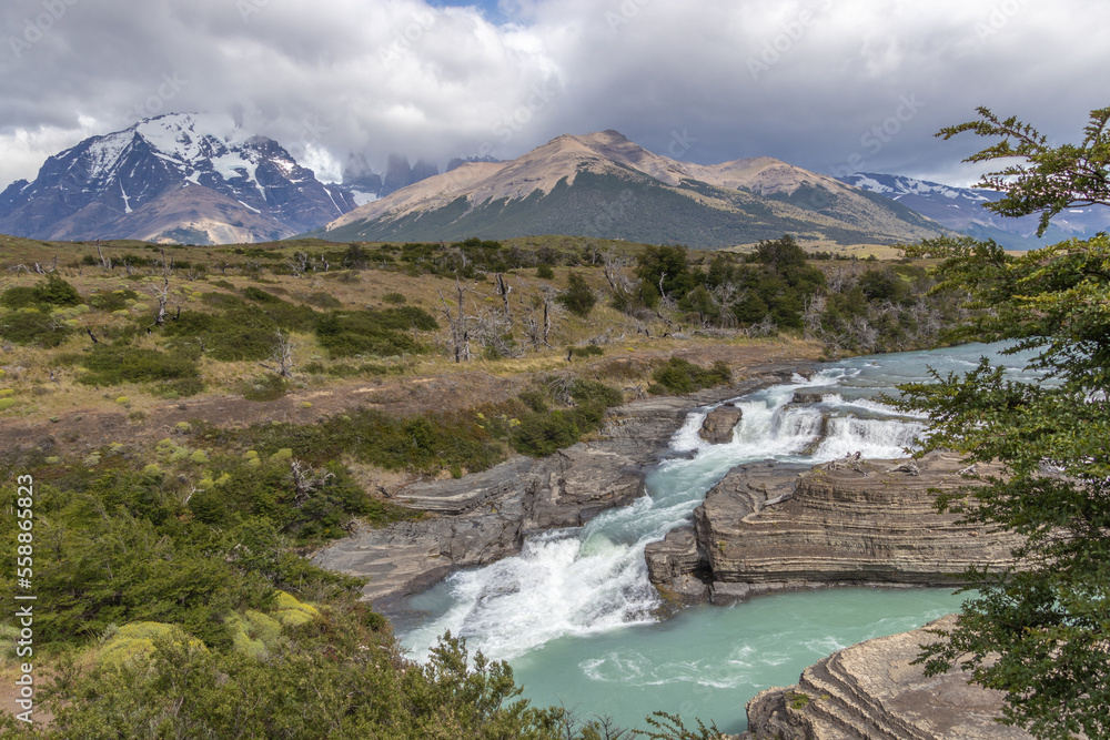 Torres del Paine River Waterfall Patagonia