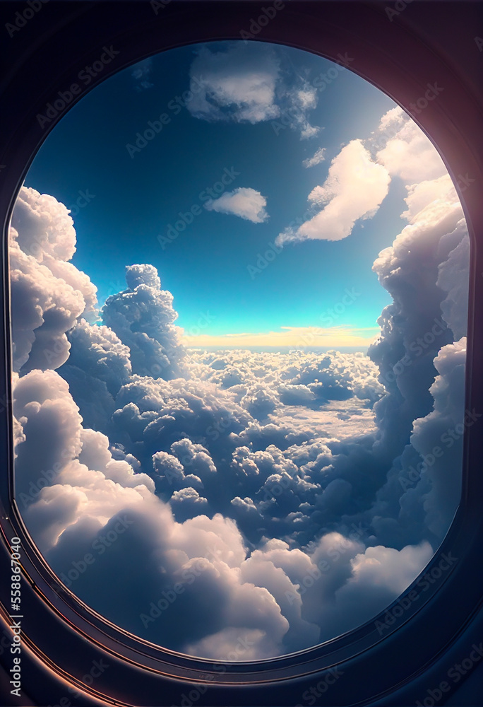 Beautiful sky and clouds view from a window of the airplane Stock ...