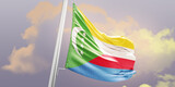  Comoros national flag cloth fabric waving on the sky - Image
