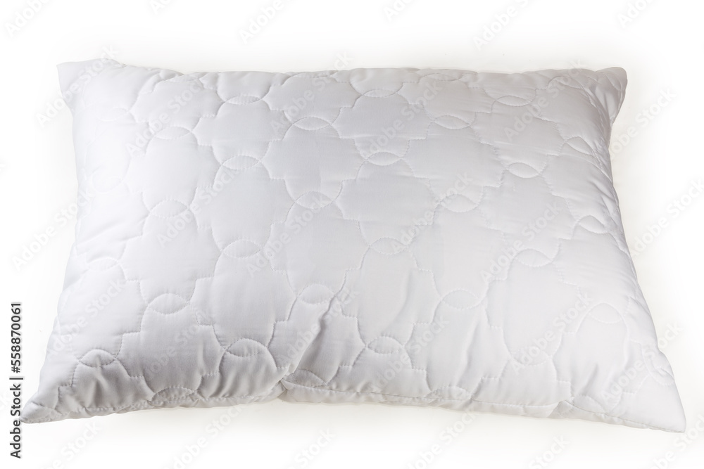Typical rectangular sleeping pillow on a white background Typical rectangular sleeping pillow on a white background