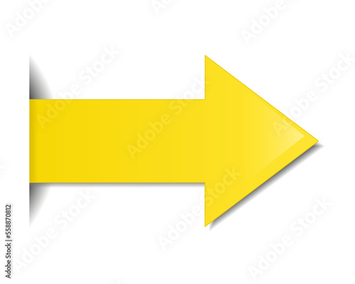 Yellow arrow isolated on a white background