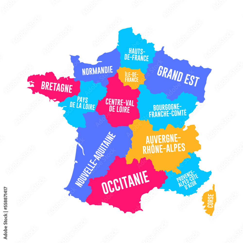France Regions Map Vector Illustration
