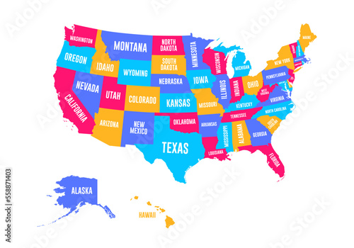 United States of America USA Regions Map Vector Illustration