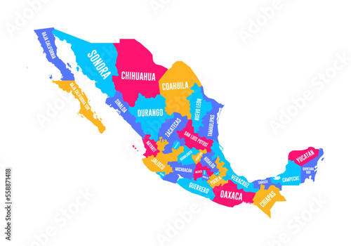Mexico Regions Map Vector Illustration