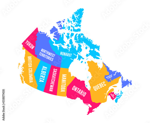 Canada Regions Map Vector Illustration