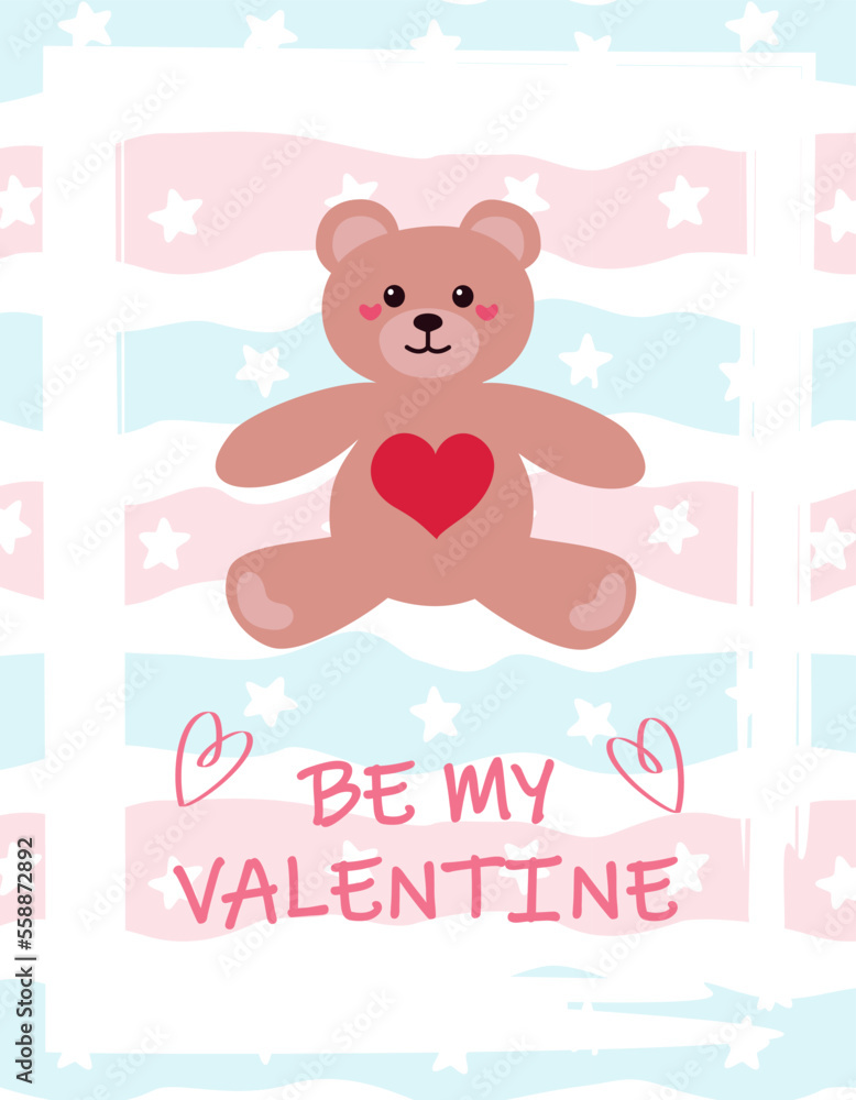 Cute romantic vector card on Valentine's Day