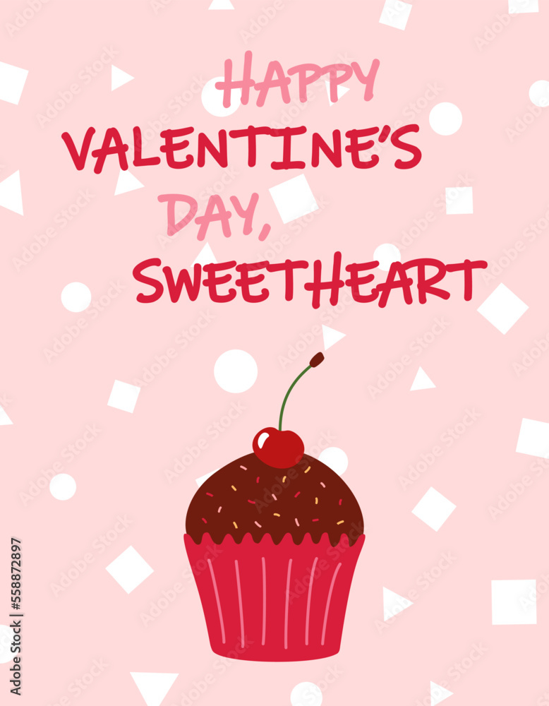 Cute romantic vector card on Valentine's Day Cute romantic vector card on Valentine's Day