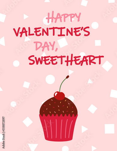 Cute romantic vector card on Valentine s Day